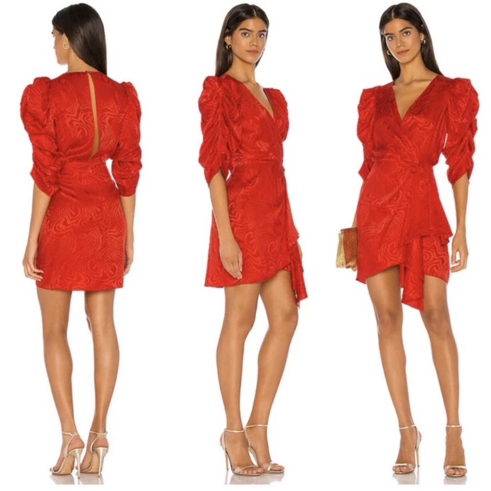 Ronny Kobo Amara Silk-Blend Ruched Puff Sleeve Leopard Party Derby Dress